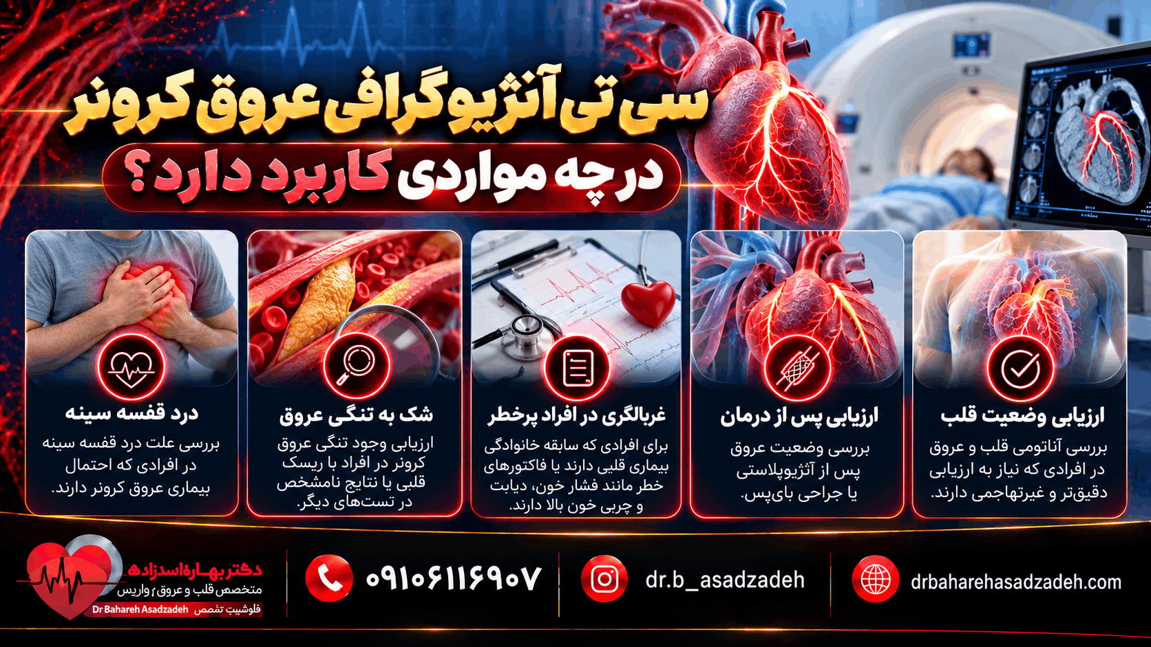 سی تی آنژیوگرافی عروق کرونر در چه مواردی کاربرد دارد؟